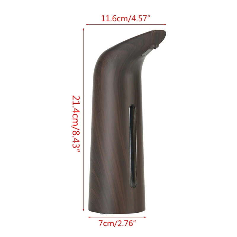 

400ml Automatic Liquid Soap Dispenser Deep Wood Grain Pattern Battery Operated Waterproof Touchless Disinectant Machine for