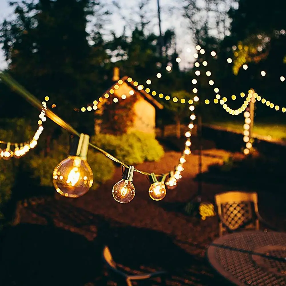 Гирлянда G40 E12 30 светильников теплый белый свет водонепроницаемая Декоративная