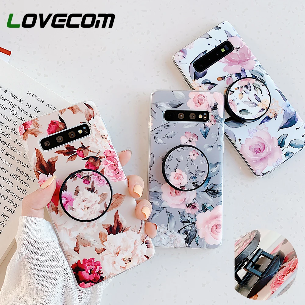 Чехол для телефона LOVECOM в стиле ретро с цветами и держателем мягкая накладка на