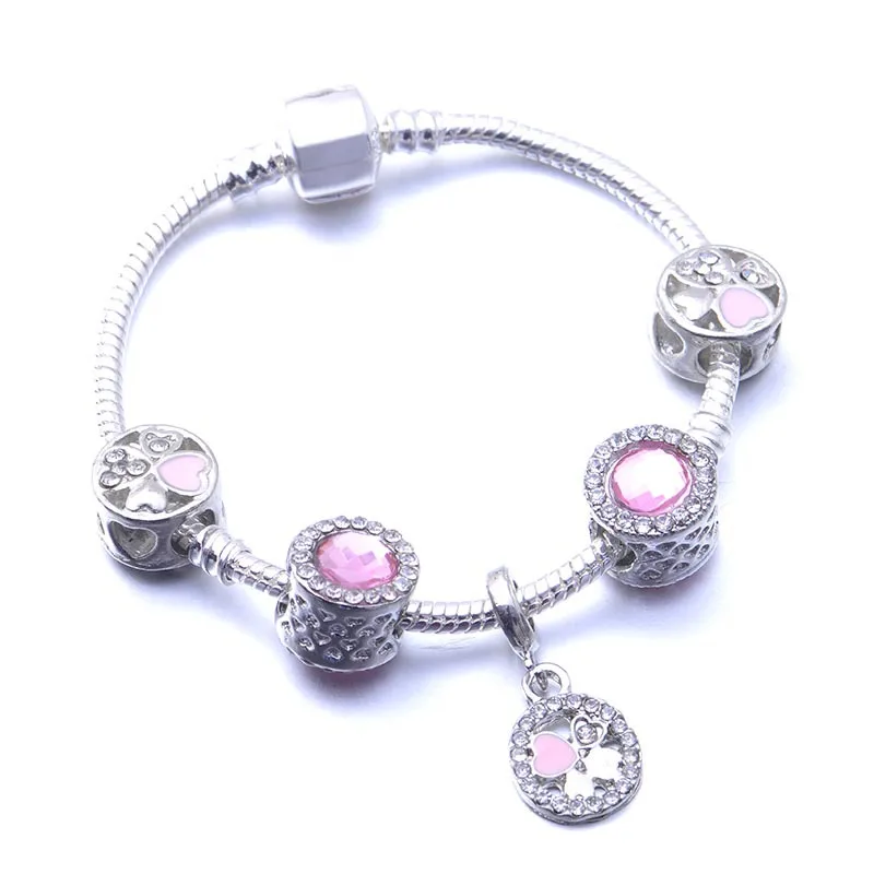 

2020 Good Luck Clover Bracelet DIY fashion Crystal Setting Beaded panjia style Charm Bracelet Gift for Girlfriends