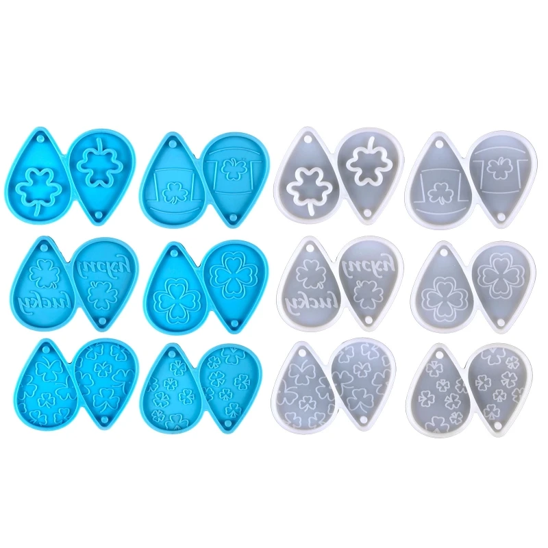 

Earring Resin Mould Clover Ornament Silicone Mold Epoxy Resin Casting with Hole for DIY Crafts Jewelry Making Pendant