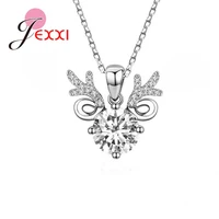 new fashion deer curved simple personality 925 sterling silver jewelry cute animal shiny zircon stone clavicle chain necklaces