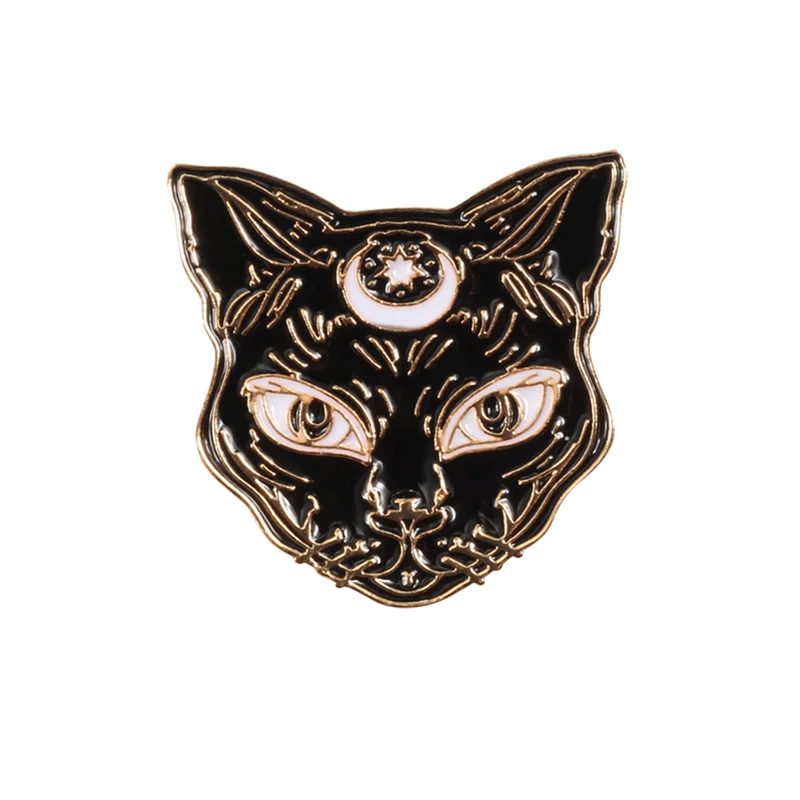 Женская эмалированная брошь в виде кота черного цвета | Украшения и аксессуары