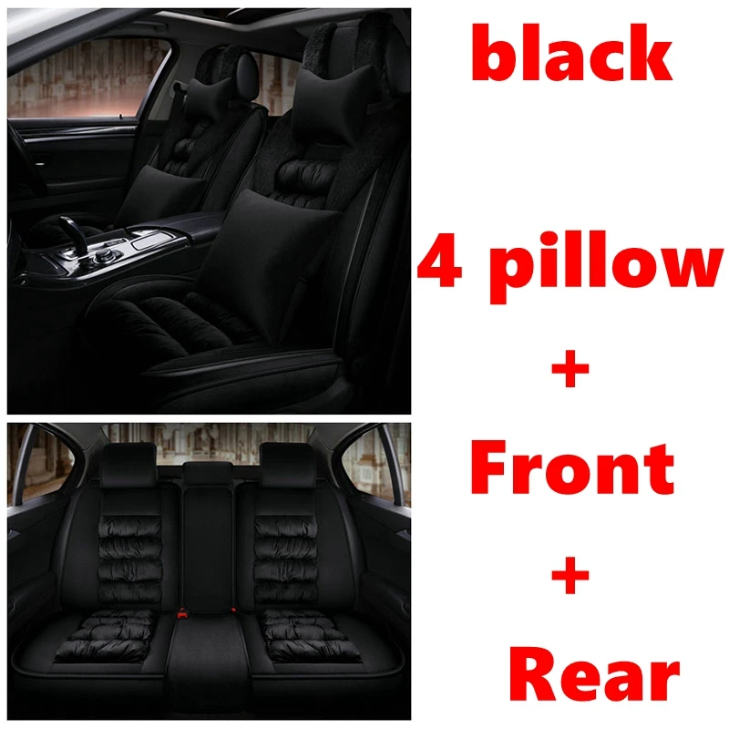 black luxury Передний+ задний Чехол для сидения автомобиля для peugeot 2008 3008 4007 4008 5008 205 206 207 301 306 307 308 405 406 407 508 607, SsangYong Korando Actyon Rexton Председатель Kyron, для Porsche Cayenne, Macan автомобиля подушка для автомобильного сиденья аксессуары - Название цвета: black luxury