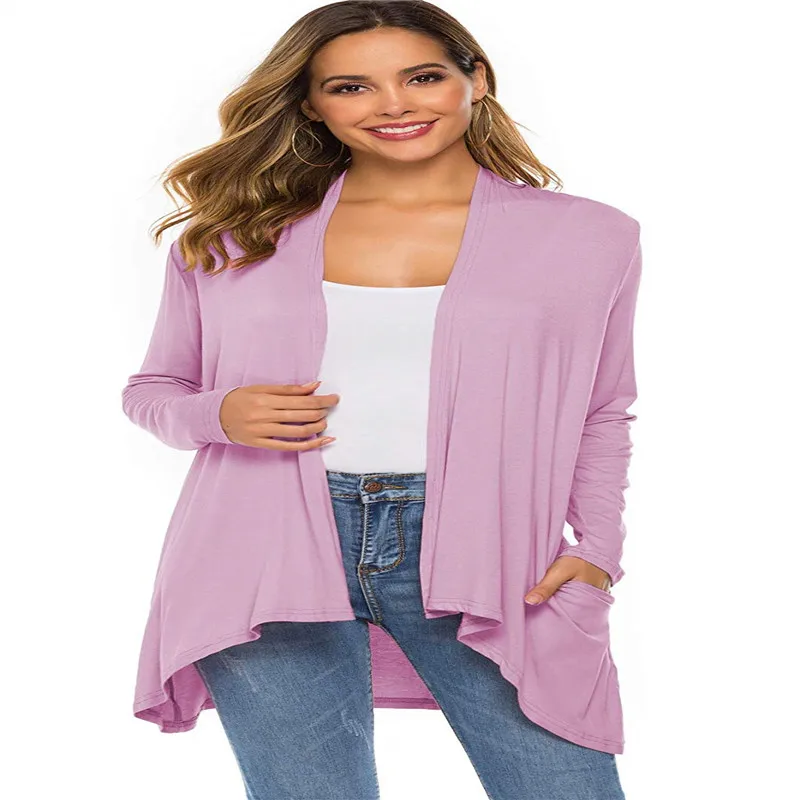 Женская Повседневная легкая модель с длинным рукавом открытой передней частью и
