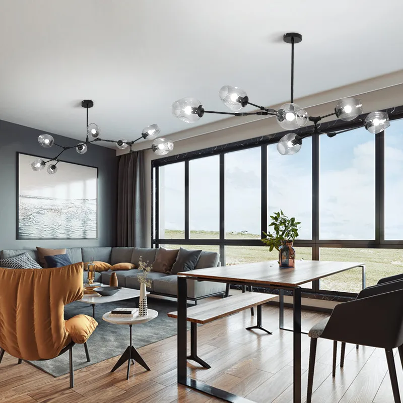 Новый современный подвесной светильник светодиодный стеклянный для столовой