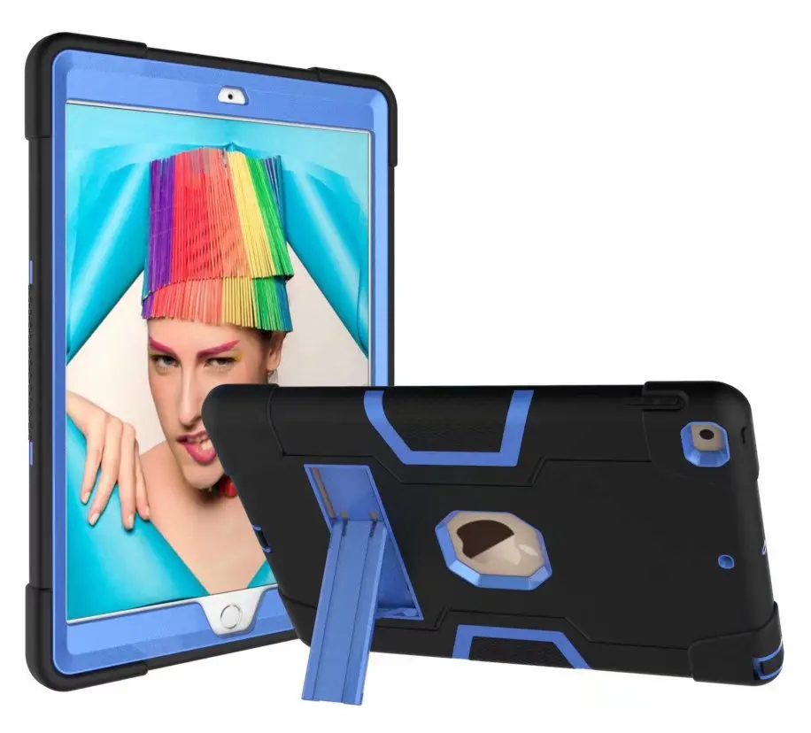Black and Blue 360 полноразмерный противоударный бронированный чехол для нового iPad 10,2 7-го поколения PC силиконовый бампер чехол для iPad 10,2 Чехол подставка - Цвет: Black and Blue