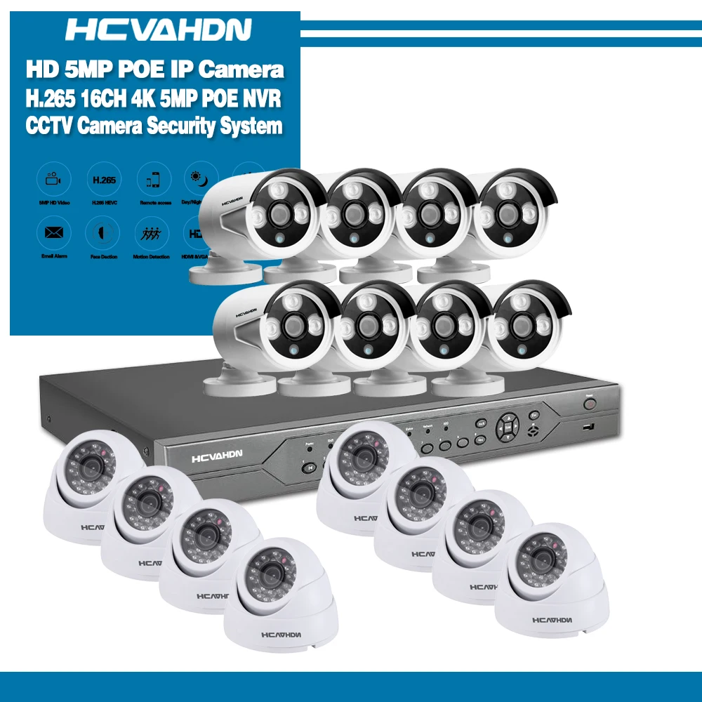 4K 16CH сетевой видеорегистратор c выходом HDMI POE NVR комплект CCTV система безопасности Аудио запись NVR 16 шт. POE IP камера P2P видеокамера охранной системы комплект 4 ТБ HDD - Цвет: Бежевый