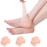 new silicone feet care socks moisturizing gel heel thin socks with hole cracked foot skin care protectors lace heel cover 2pcs