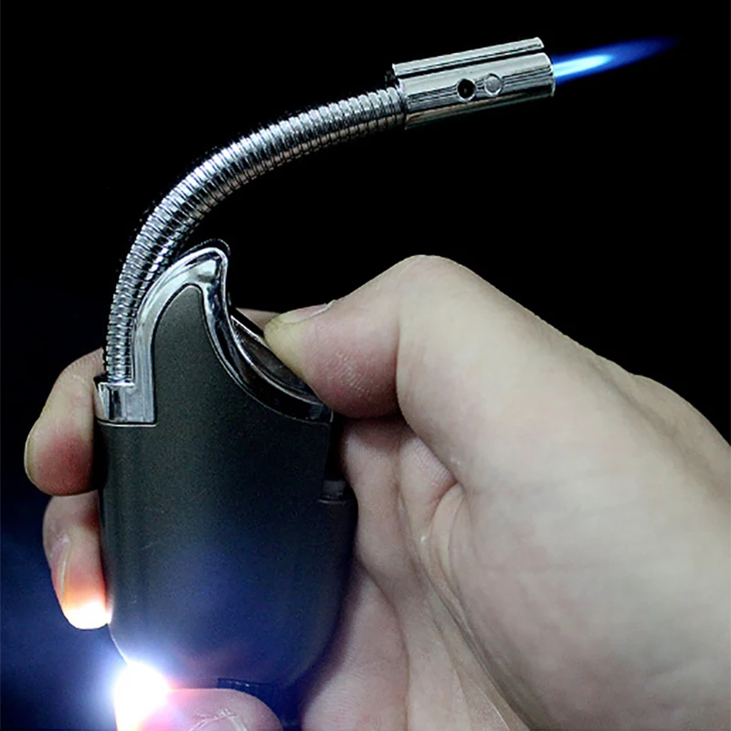 

Creative Bendable Windproof Lighter, Spray Gun Butane Lighter With Light, Cigar and Cigarette Accessories Men's Gadgets