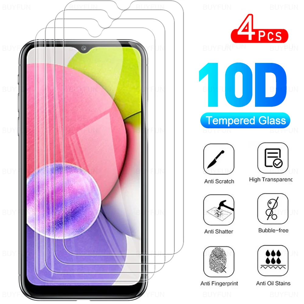 

4Pcs Full Cover Protective Tempered Glass Film For Samsung Galaxy A03s Phone Screen Protector Glasses For Samsong Sansung A 03s