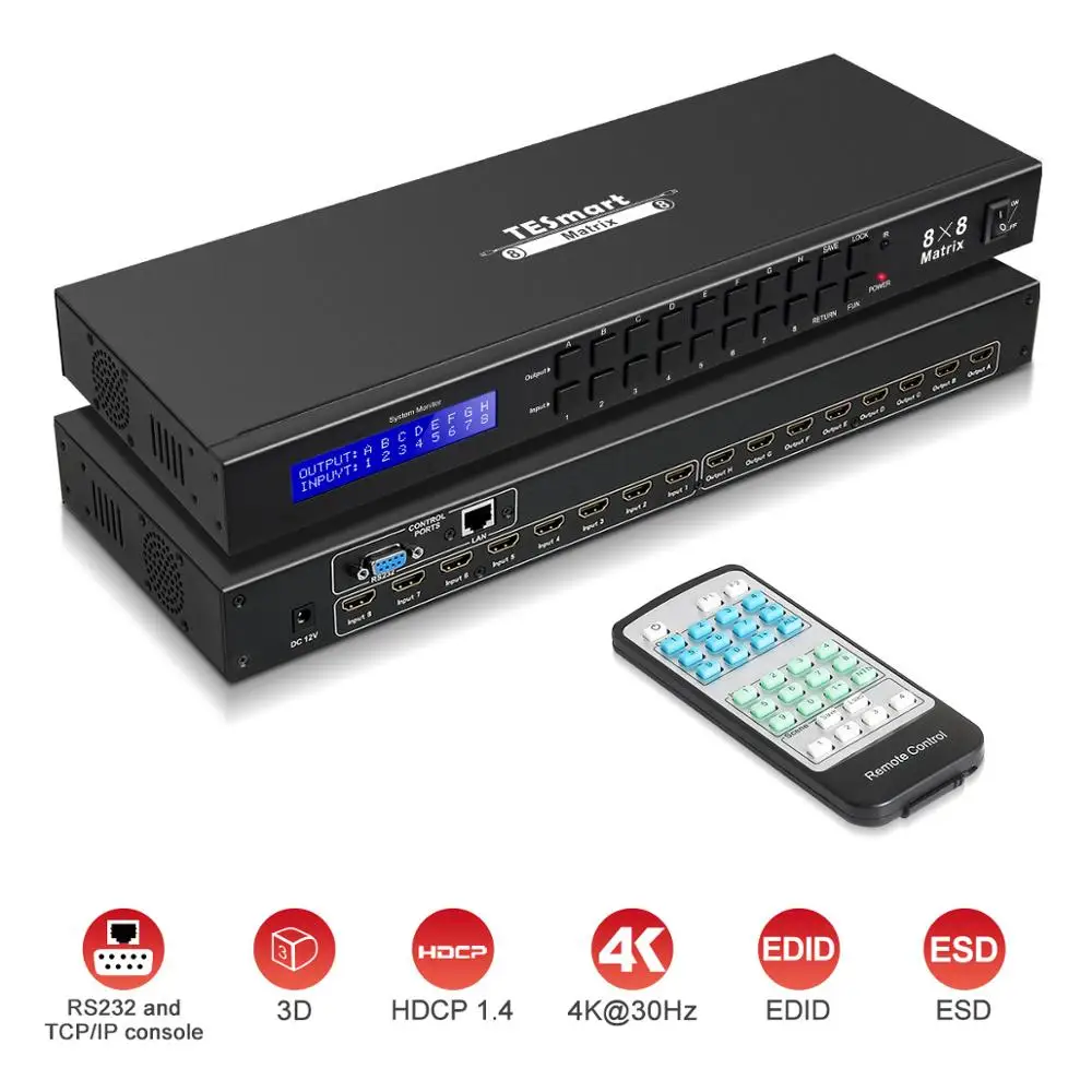 4K Ultra HD HDMI Матрица 8X8 коммутатор сплиттер до 4Kx2K @ 30 Гц 1080P 60 Поддержка LAN порт