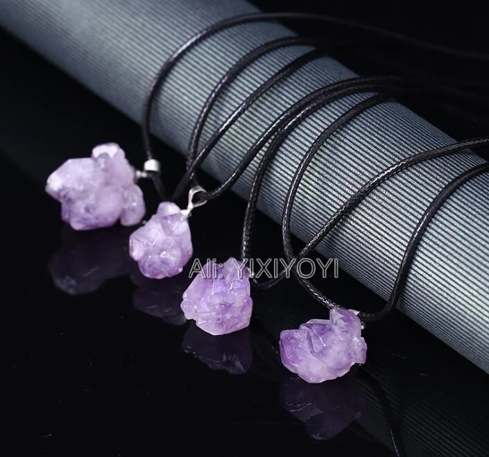 

Подвеска на удачу из натурального фиолетового кристалла и Бусин + ожерелье в подарок для женщины