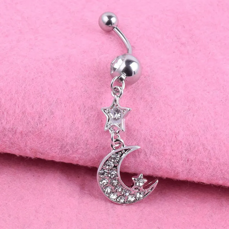 Новый панк кристалл луна болтаются пупка пирсинг кольца тела 316L хирургическая