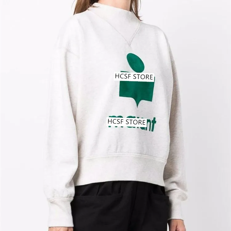 

Women Sweatshirt 100% Cotton 2021 Early Autumn New Flocking Letter Logo Casual Long Sleeve Pullover