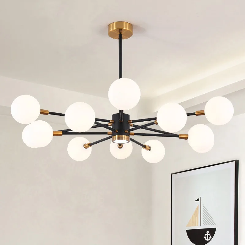 

Современные скандинавские люстры, стеклянные светильники круглой формы с молекулярными светодиодами, креативная лампа для спальни, гостин...