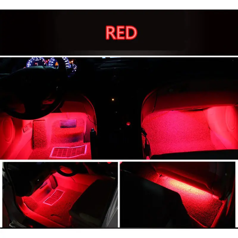 4 шт./компл. автомобильная зарядка RGB Светодиодные полосы света светодиодные полосы света цвета декоративный дизайн автомобиля атмосферные лампы салона автомобиля свет