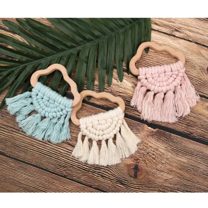 Винтажный детский деревянный Прорезыватель для зубов в форме облака