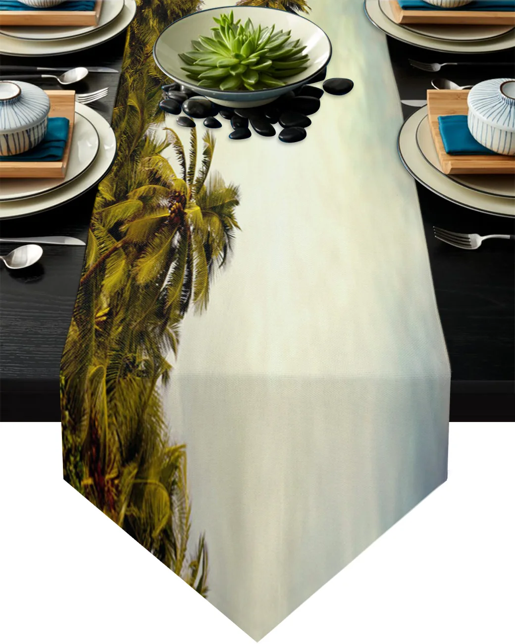 

Coconut Tree Tropical Plant Table Runners Wedding Dinning Table Decoration Farmhouse Decor Kitchen Table Runner Tablecloth