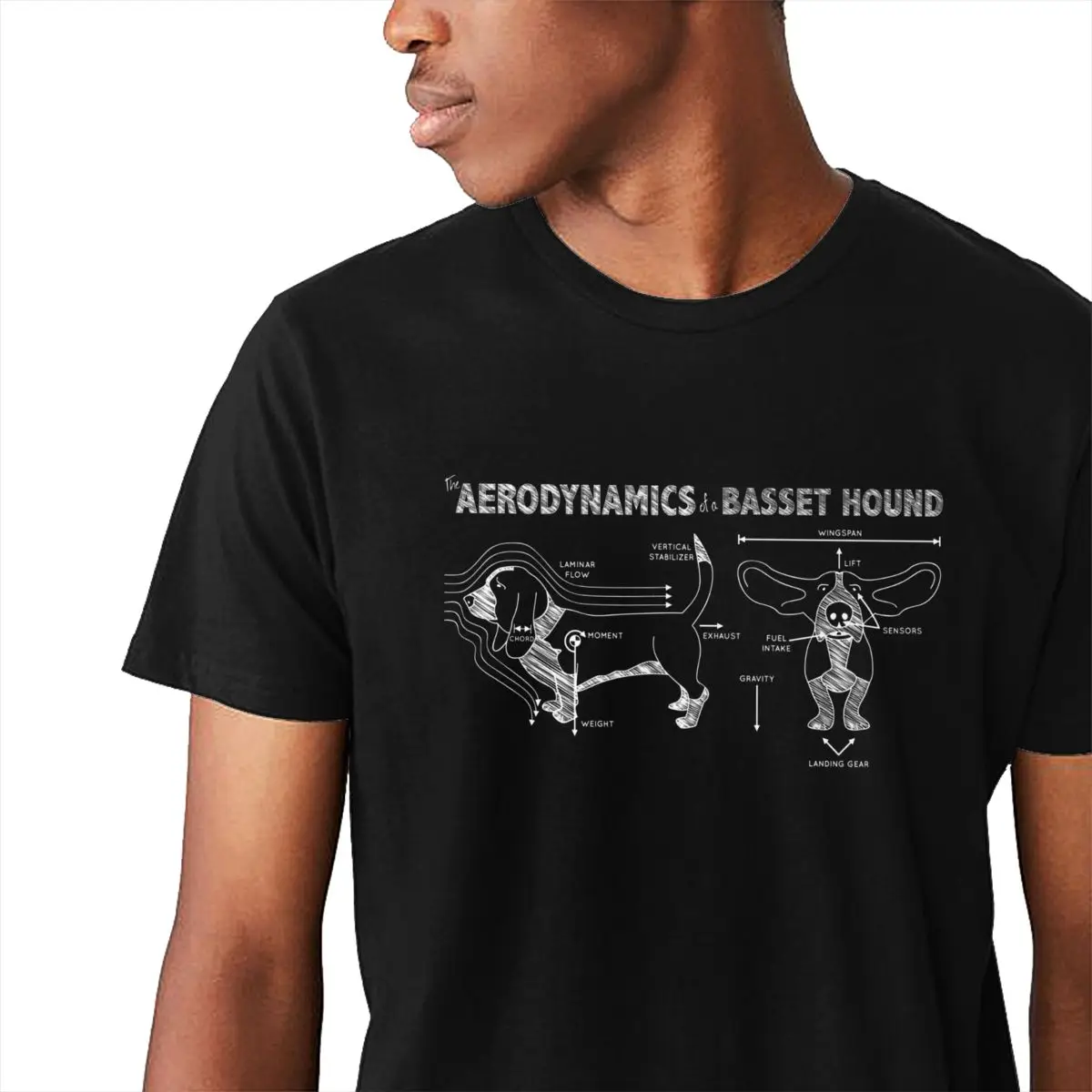 Мужская футболка с круглым вырезом аэродинамика Басса хаунд винтажная удобная