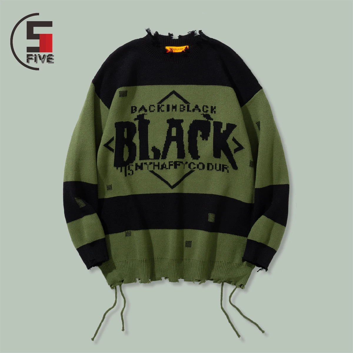 

Tassel Knit Sweater Men Hip Hop Street Patchwork Oversized Fashion Sweaters Fall Season Harajuku Campus Varsity Pullovers Unisex
