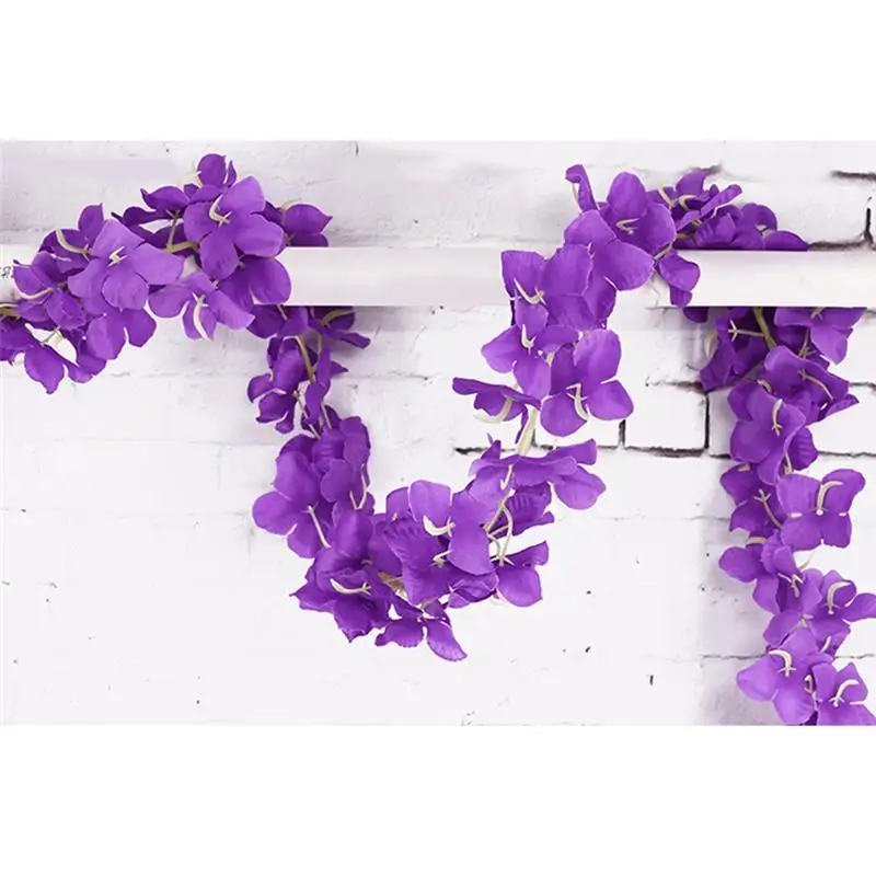 

5Pcs/Set 6.56ft Flower Garland Accessories Lifelike Artificial Hydrangea Flower Vine Home Hanging Decor Photography Props