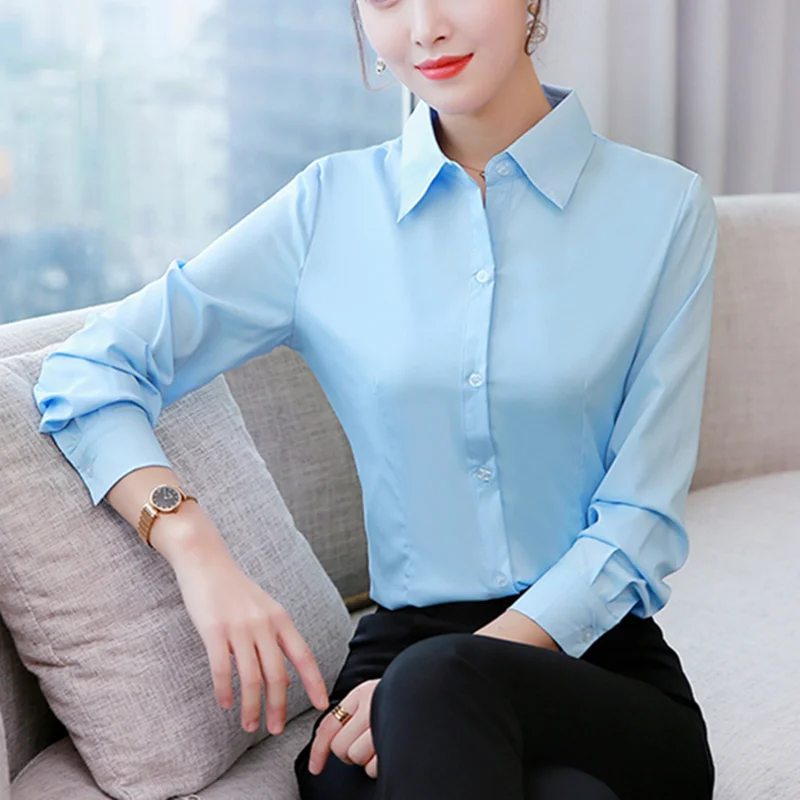 Korean Women Shirts Long Sleeve Button Up Shirt Office Lady White Loose Striped Womens Tops and Blouses | Женская одежда