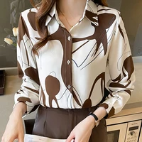blusas mujer 2022 chiffon blouse women long sleeve shirt print blouses turn down colla tops for ladies spring new woman clothes