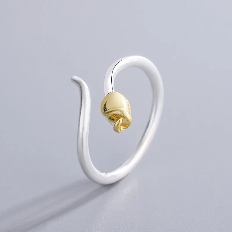 

Женское регулируемое кольцо из серебра 925 пробы, с маленьким цветком Золотой розы