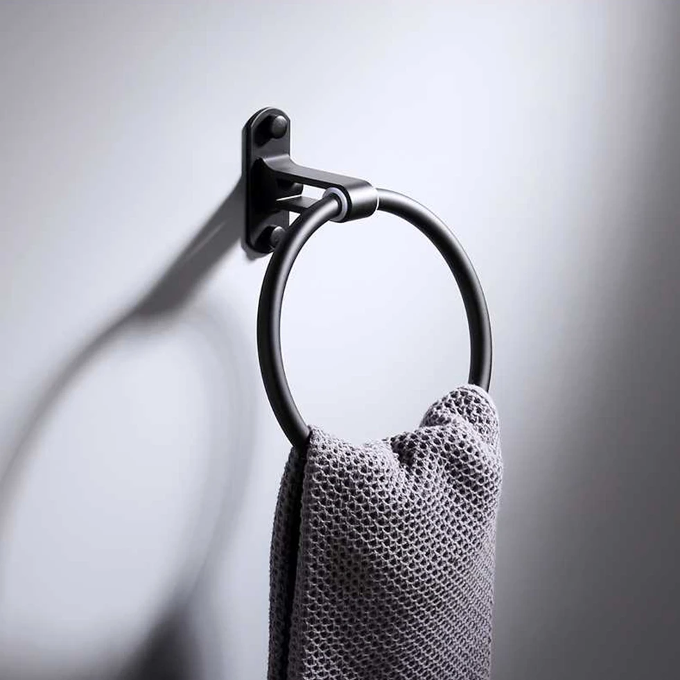 Кольцо для полотенца черный держатель полотенец круглая настенная стойка душа