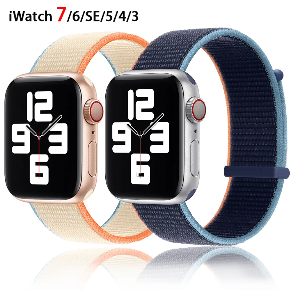 

Nylon Scrunchie Strap For Apple Watch Band 45mm 44mm 42mm 41mm 40mm 38mm Adjustable Solo Loop Bracelet For IWatch 7/6/SE/5/4/3/2
