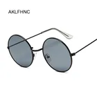 Солнцезащитные очки в ретро стиле для мужчин и женщин, круглые брендовые дизайнерские зеркальные солнечные очки сплав очки, черные, 2020