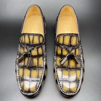 chue new arrival men lersure shoes men casual shoes yellow crocodile belly skin slip on loafers for male men crocodile shoes