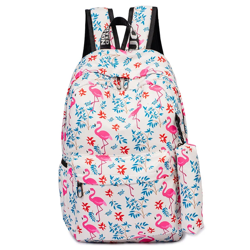 cartoon 2023 print canvas school bag with pencil case for teen girls women casual backpacks kids school backpack mochila
