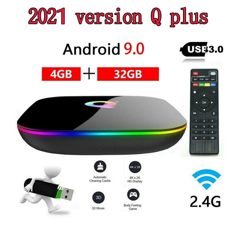 ТВ-приставка Q Plus Smart TV Box Android 9.0 4 Гб RAM 32 ГБ ROM 6K H.265 USB3.0 Allwinner H6 PK MX10 PRO H96