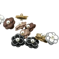 hl 5pcs 25mm metal buttons rose flower pearl feel sweater decorative buttons apparel sewing accessories