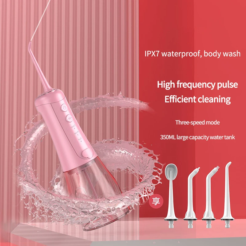

Oral Irrigator Rechargeable Water Flosser Jet 200ML Water Tank Travel Portable Dental Water Jet Waterproof Teeth Cleaner