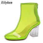 Eilykenпикантные Прозрачные ботинки из ПВХ; Обувь с круглым носком; Женские ботинки на не сужающемся книзу массивном каблуке; Mujer; Босоножки на молнии; Новинка 2022 года; Сезон осень