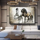 Картины на холсте с изображением лошадей в стиле ретро, настенный плакат и печать, абстрактные животные, подвесные картины для гостиной, домашний декор