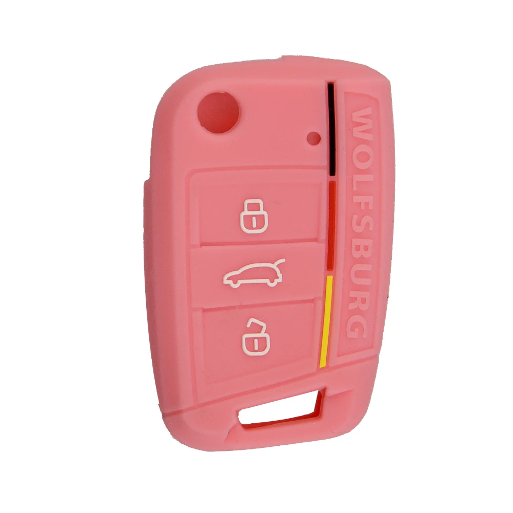 

Okeytech 3 Buttons Flip Folding Remote Key Case Car Key Cover Silicone Case Fit for VW Golf 7 MK7 Fob Cover for Skoda for Seat