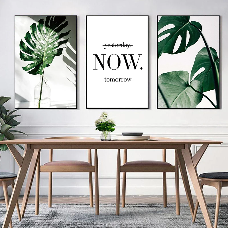 Плакат с зелеными листьями растений для гостиной домашний декор картина комнаты