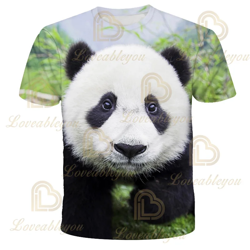 

2021 New Summer T Shirt Men Streetwear Cute Panda Short Sleeve Tees Tops Animal Male Clothes Casual 3D Print Tshirt