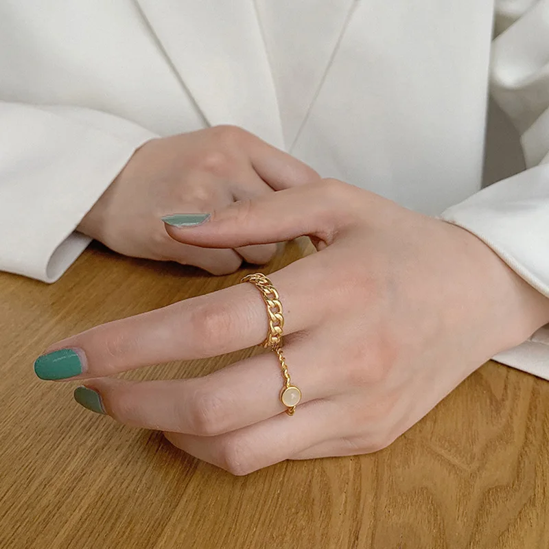 

FMILY Minimalist 925 Sterling Silver Personalized Chain Ring Fashion Temperament Light Luxury Jewelry Gift for Girlfriend