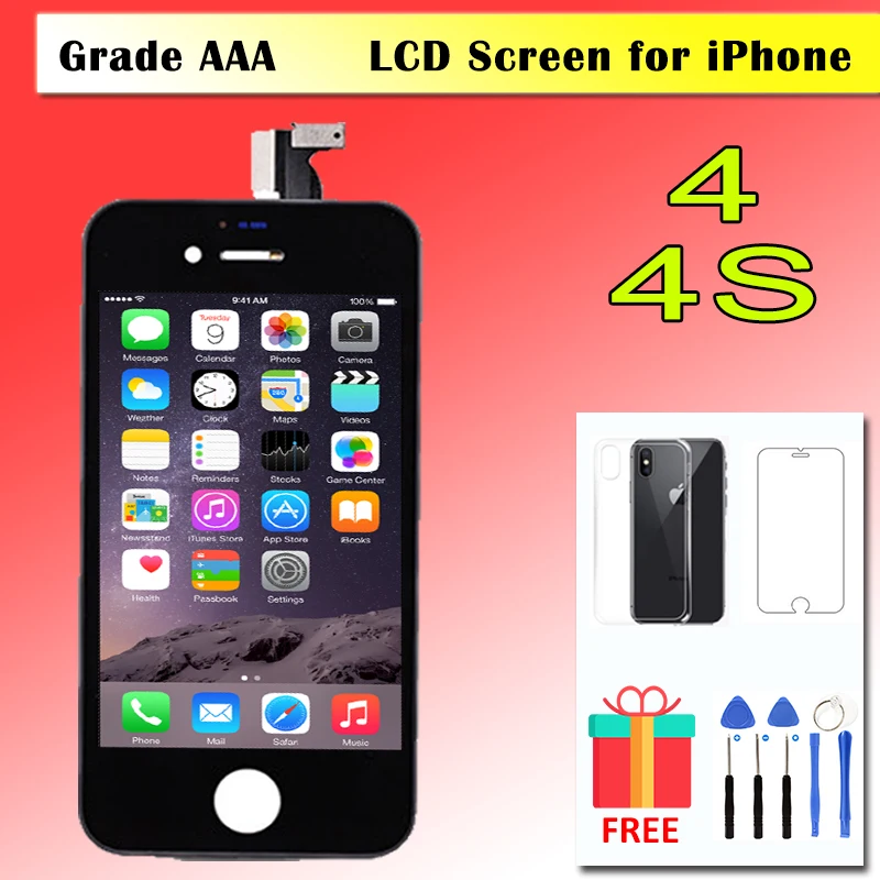 Черный белый ЖК дисплей для iPhone 4 4S 4G сенсорный экран дигитайзер в сборе передняя