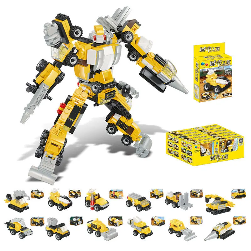 New 12 In 1 City Project Series Engineering vehicle Car Model DIY Building Blocks Enlighten Learning Brick Toy For Children | Игрушки и