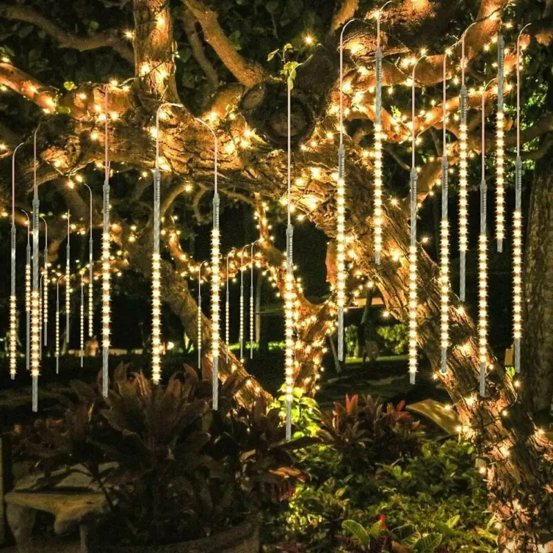 

Waterproof 3 colors EU/US/UK Plug Garland 8 Tubes LED Meteor Shower Rain string light 50cm 30cm Icicle Snowfall Xmas decoration