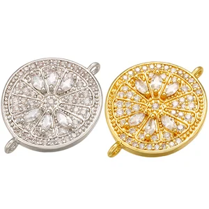 ZHUKOU 19x25 мм латунь металл кристалл круглый цветок разъем для женщин ожерелье серьги ювелирные изделия аксессуары Создание модели: VS434