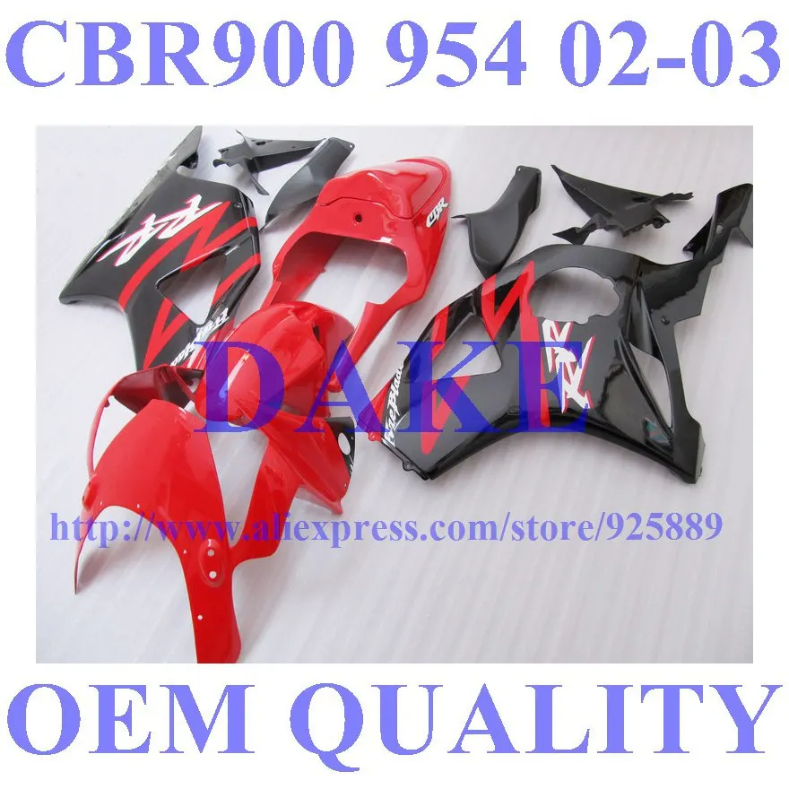 

Injection mold Fairing kits for HONDA CBR900RR 954 02 03 CBR 900RR 2002 2003 red black CBR954 954RR 02 03 ABS fairing parts #5F