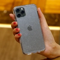 glitter rigid phone case for iphone 11 12 13 14 pro max x xs xr xsmax se 7 8 plus clear shockproof hard back cover