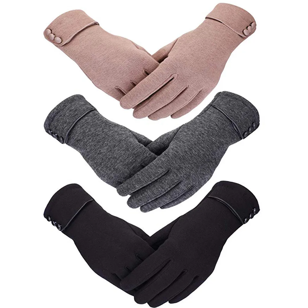 3 пары женские толстые зимние теплые перчатки на весь палец уличные спортивные